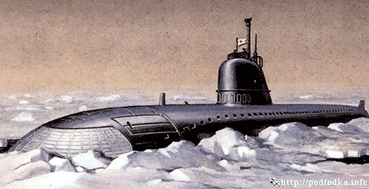 Атомная подводная лодка проекта 627А во льдах Арктики